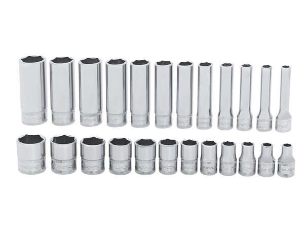 24 pc 1/4" Drive 6-Point Metric Flank Drive® Shallow/Deep Socket Set