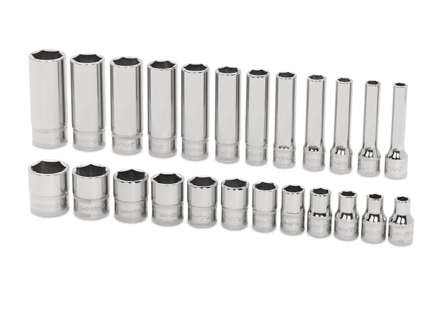 24 pc 1/4" Drive 6-Point Metric Flank Drive® Shallow/Deep Socket Set