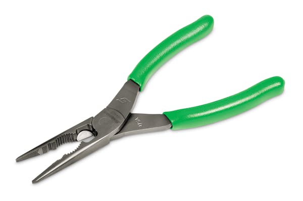 8" Long Nose Pliers with Cutter and Side Fastener (Green)