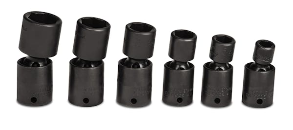 6 pc 1/4" Drive 6-Point Metric Flank Drive® Shallow Impact Swivel Socket Set