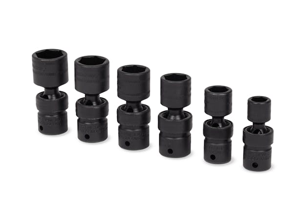 6 pc 1/4" Drive 6-Point Metric Flank Drive® Shallow Impact Swivel Socket Set