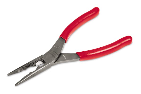 8" Long Nose Pliers with Cutter and Side Fastener (Red)