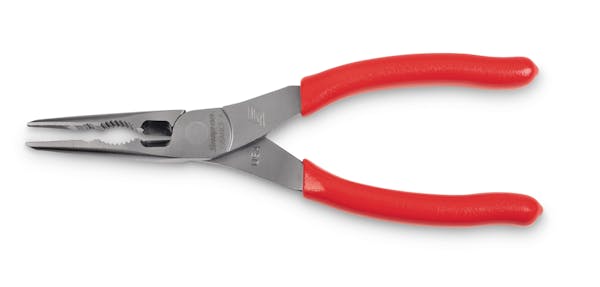 8" Long Nose Pliers with Cutter and Side Fastener (Red)