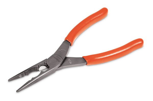 8" Long Nose Pliers with Cutter and Side Fastener (Orange)