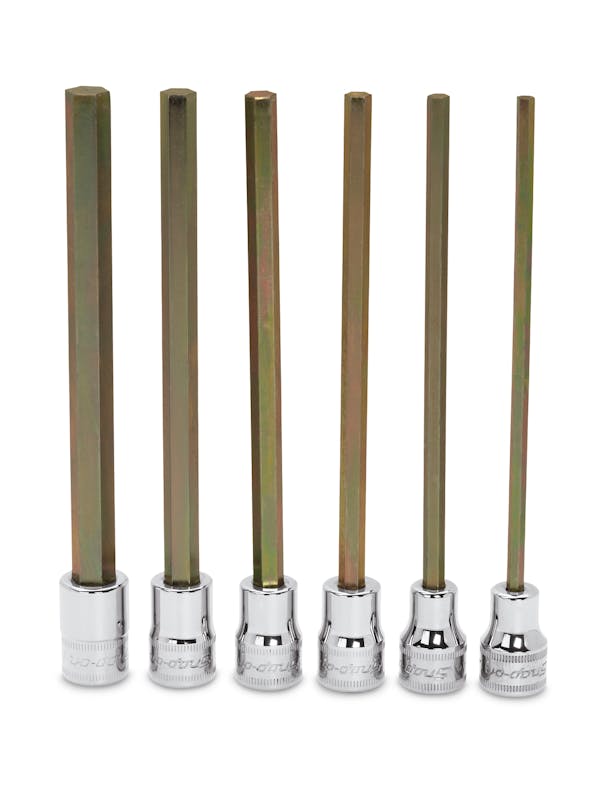 6 pc 3/8" Drive Metric Extra-Long Hex Bit Socket Driver Set