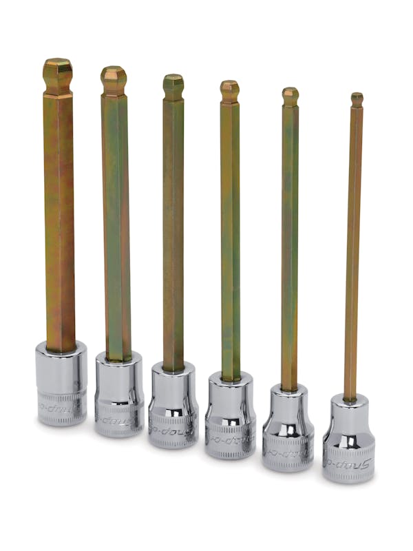 6 pc 3/8" Drive Metric Long Ball Hex Bit Socket Set (4-10 mm)