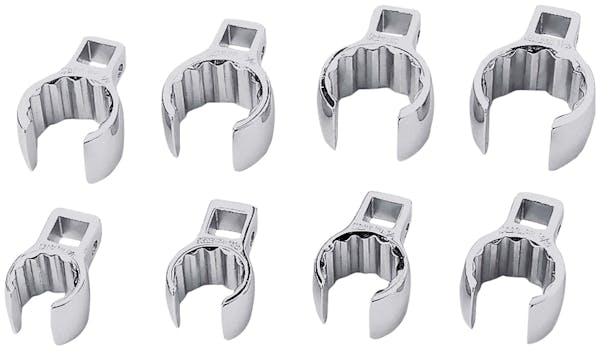 8 pc 3/8" Drive 12-Point SAE Flank Drive® Deep Flare Nut Crowfoot Wrench Set (5/8–1-1/6")