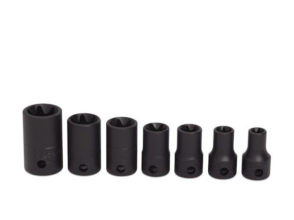 7 pc Combination Drive TORX® Shallow Impact Socket Set (E8-E20)