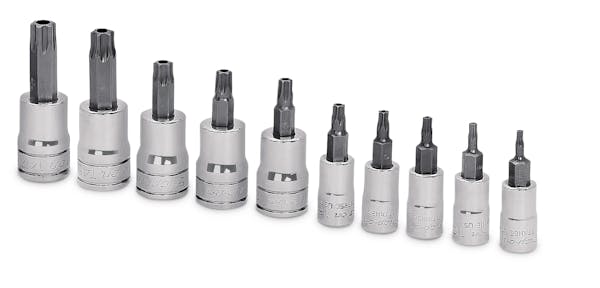 10 pc Combination Drive TORX® Bit Tamper-Resistant Socket Set (T8-T50)