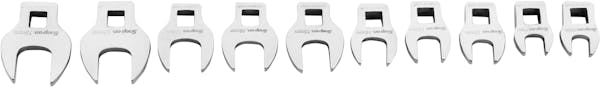 10 pc 3/8" Drive Metric Open-End Crowfoot Wrench Set (10-19 mm)