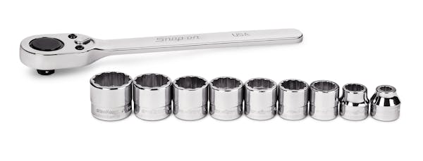 10 pc 3/8" Drive 12-Point Metric Flank Drive® Low-Profile Ratchet/Socket Set (8 - 18 mm)