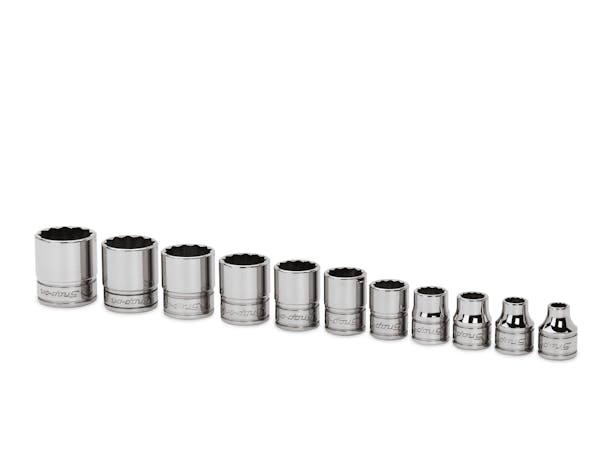 11 pc 3/8" Drive 12-Point SAE Flank Drive® Shallow Socket Set (1/4, 5/16, 3/8-7/8")