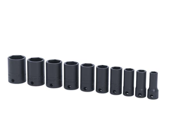 10 pc 3/8" Drive 6-Point SAE Flank Drive® Semi-Deep Impact Socket Set (5/16-7/8")