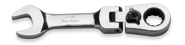 7/16" 12-Point SAE Midget 15° Offset Box Flex-Head Ratcheting Combination Wrench (Blue-Point®)