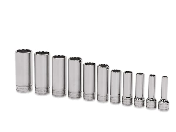 11 pc 3/8" Drive 12-Point SAE Deep Flank Drive® Socket Set (1/4"-7/8" except 11/32")