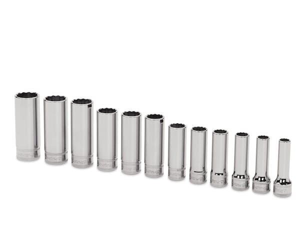 12 pc 3/8" Drive 12-Point Metric Flank Drive® Deep Socket Set (8-19 mm)