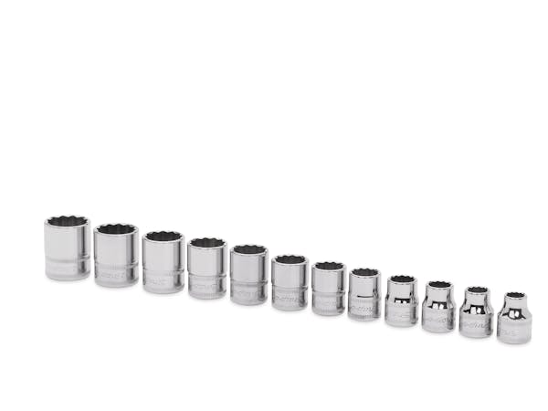 12 pc 3/8" Drive 12-Point Metric Flank Drive® Shallow Socket Set (8-19 mm)