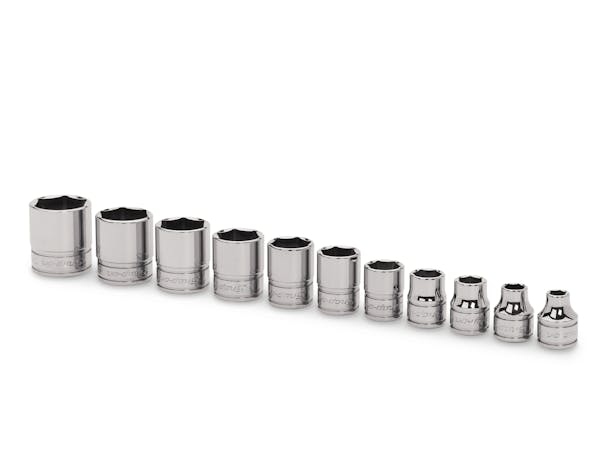 11 pc 3/8" Drive 6-Point SAE Flank Drive® Shallow Socket Set (1/4, 5/16, 3/8-7/8")