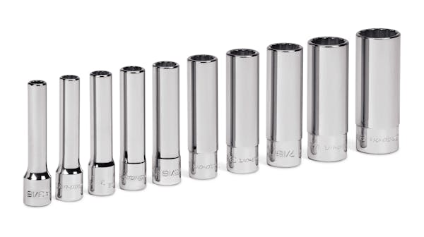10 pc 1/4" Drive 12-Point SAE Flank Drive® Deep Socket Set (3/16–9/16") 3 10 pc 1/4" Drive 12-Point SAE Flank Drive® Deep Socket Set (3/16–9/16")
