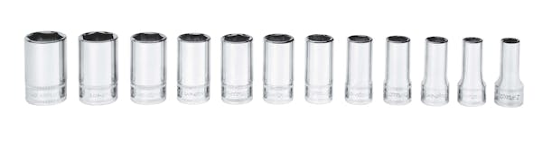 12 pc 3/8" Drive 6-Point Metric Flank Drive® Semi-Deep Socket Set (8-19 mm)