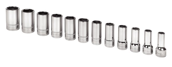 12 pc 3/8" Drive 6-Point Metric Flank Drive® Semi-Deep Socket Set (8-19 mm)