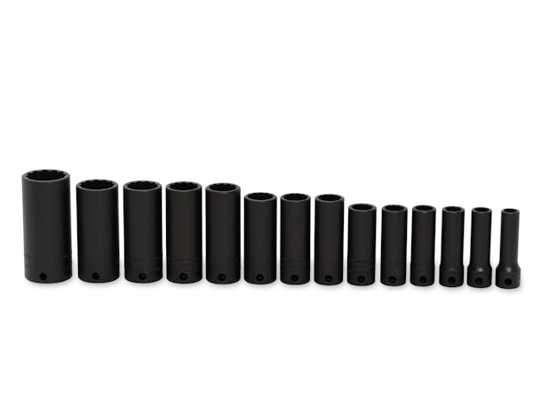 14 pc 3/8" Drive 12-Point Metric Flank Drive® Deep Impact Socket Set (8-19, 21 and 24 mm)