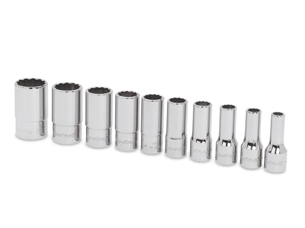 10 pc 1/4" Drive 12-Point SAE Flank Drive® Semi-Deep Socket Set (3/16–9/16")