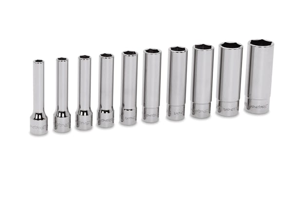 10 pc 1/4" Drive 6-Point SAE Flank Drive® Deep Socket Set (3/16–9/16") 3 10 pc 1/4" Drive 6-Point SAE Flank Drive® Deep Socket Set (3/16–9/16")