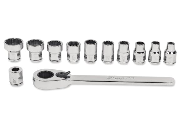 12 pc 1/4" Drive 12-Point SAE Flank Drive® Low-Profile Ratchet/Socket Set (3/16-9/16")