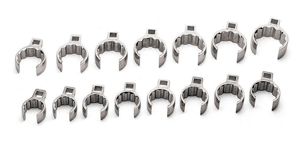15 pc 1/2" Drive 12-Point SAE Flank Drive® Deep Flare Nut Crowfoot Wrench Set (1-1/8-2")