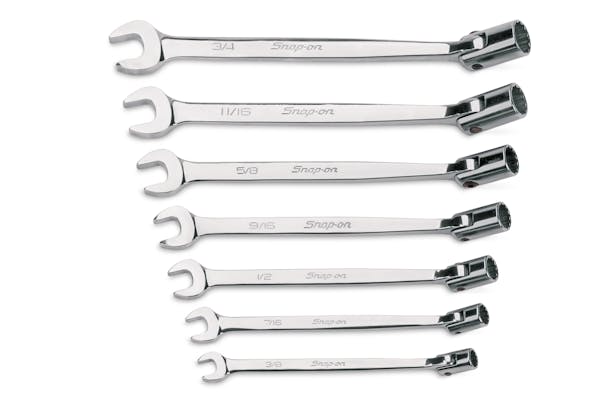 7 pc 12-Point SAE Flank Drive® Flex-Head/Open-End Combination Wrench Set (3/8–3/4")