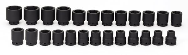 25 pc 3/4" Drive 6-Point Metric Flank Drive® Shallow Impact Socket Set (17-41, 46 and 50 mm)