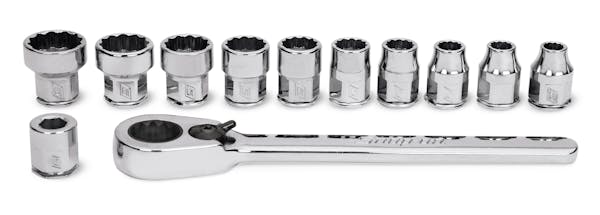 12 pc 1/4" Drive 12-Point Metric Flank Drive® Low-Profile Ratchet/Socket Set