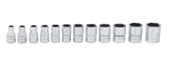 12 pc 1/4" Drive 6-Point Metric Flank Drive® Shallow Socket Set (5–15 mm)