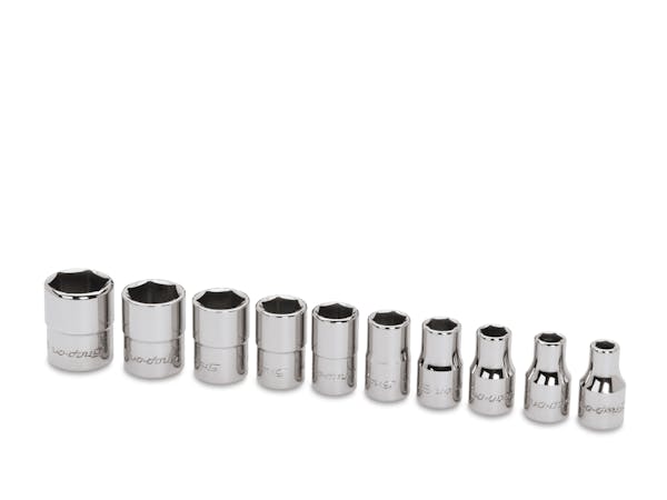 10 pc 1/4" Drive 6-Point SAE Flank Drive® Shallow Socket Set (3/16–9/16")
