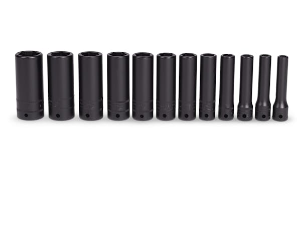 12 pc 1/4" Drive 6-Point Metric Flank Drive® Deep Impact Socket Set (5-15 mm)