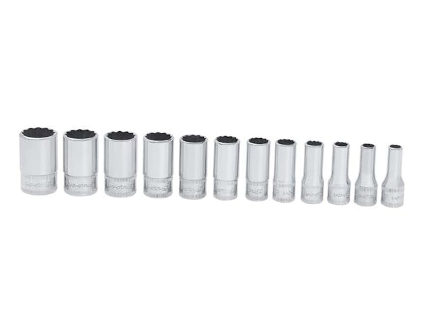 12 pc 1/4" Drive Metric 12-Point Flank Drive® Semi-Deep Socket Set (5-15 mm)
