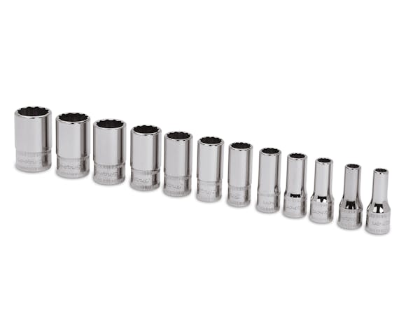 12 pc 1/4" Drive Metric 12-Point Flank Drive® Semi-Deep Socket Set (5-15 mm)