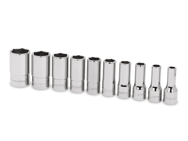 10 pc 1/4" Drive 6-Point SAE Flank Drive® Semi-Deep Socket Set (3/16–9/16")