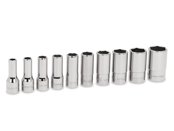 10 pc 1/4" Drive 6-Point SAE Flank Drive® Semi-Deep Socket Set (3/16–9/16")