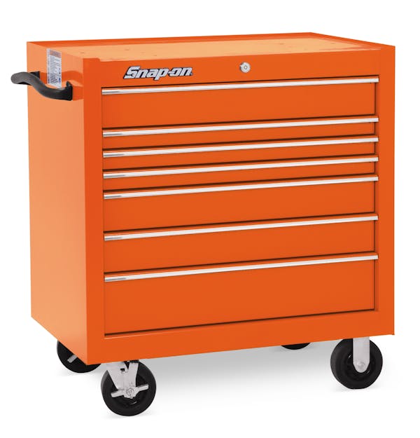 36" Seven-Drawer Single Bank Classic Series Roll Cab (Electric Orange)