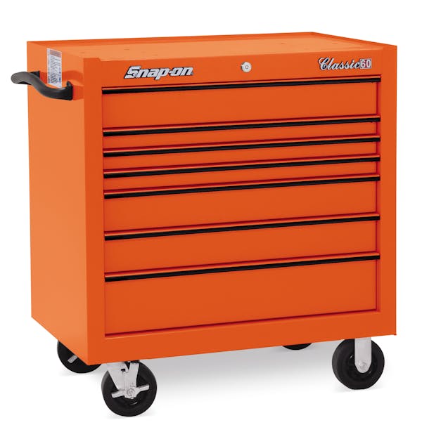 36" Seven-Drawer Single Bank Classic Series Roll Cab (Electric Orange with Black Trim)