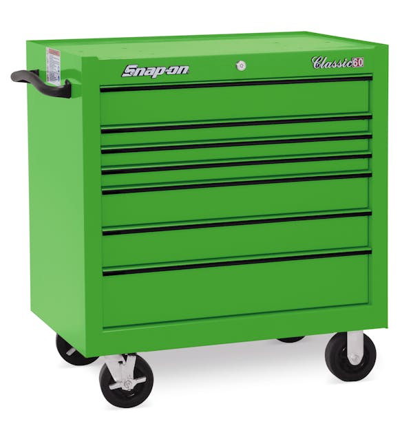 36" Seven-Drawer Single Bank Classic Series Roll Cab (Extreme Green w/Black Trim)