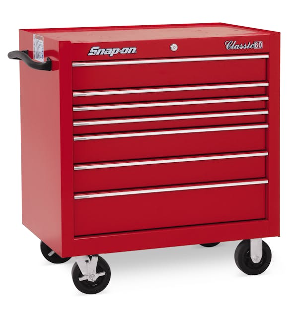 36" Seven-Drawer Single Bank Classic Series Roll Cab (Red)
