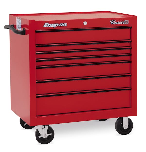 36" Seven-Drawer Single Bank Classic Series Roll Cab (Red w/Black Trim)