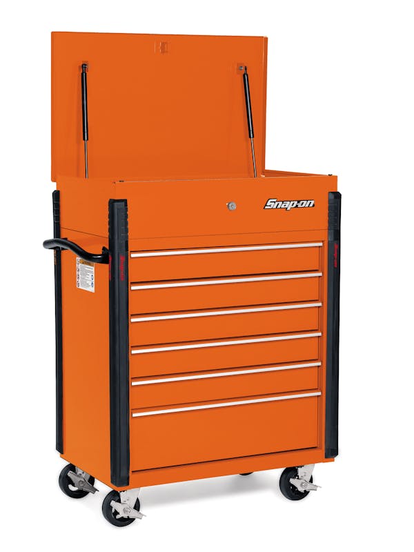 32" Six-Drawer Compact Roll Cart (Electric Orange)
