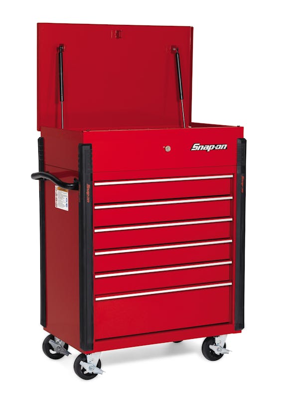 32" Six-Drawer Compact Roll Cart (Red)