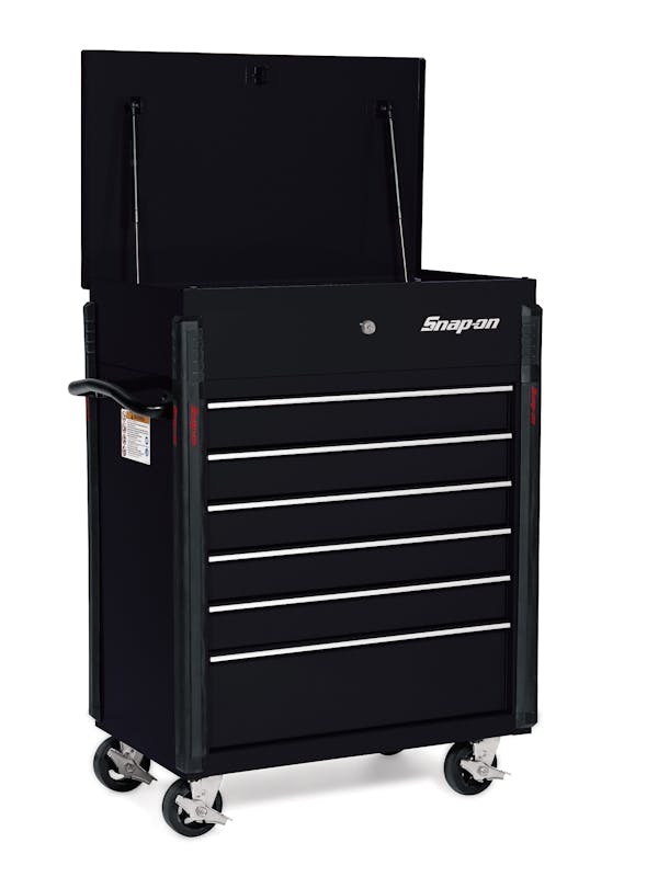 32" Six-Drawer Compact Roll Cart (Gloss Black)