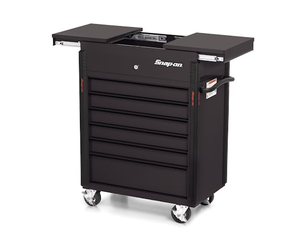 32" Six-Drawer Compact Split Lid Cart (Flat Black w/Black Trim)