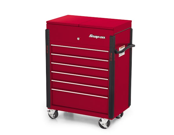 32" Six-Drawer Compact Split Lid Cart (Candy Apple Red)